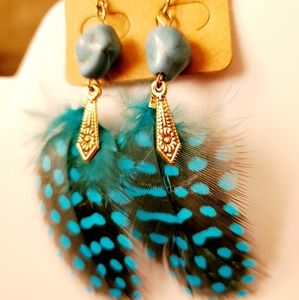 NEW Blue feather earrings